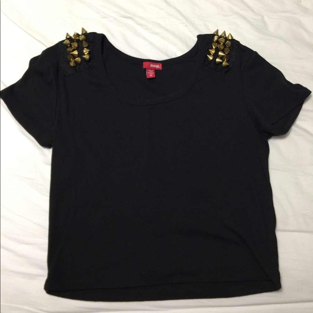 Black/Gold Spiked Crop Top